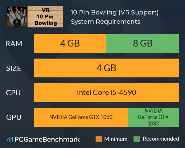 10 Pin Bowling (VR Support) System Requirements PC Graph - Can I Run 10 Pin Bowling (VR Support)