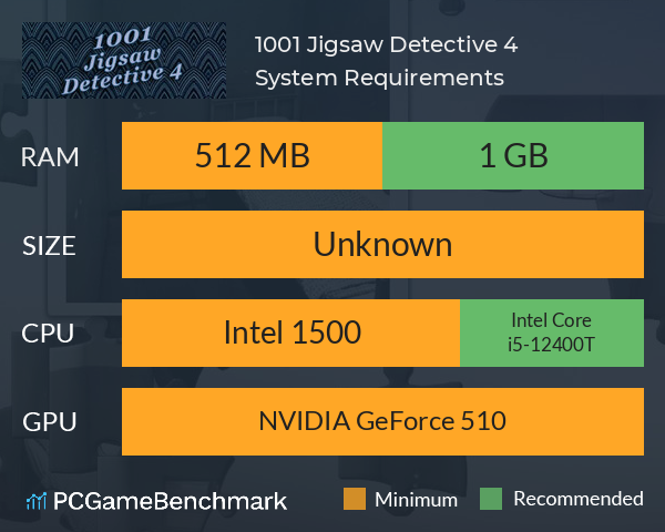 1001 Jigsaw Detective 4 System Requirements PC Graph - Can I Run 1001 Jigsaw Detective 4