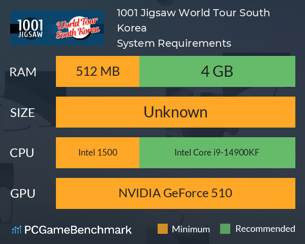 1001 Jigsaw World Tour South Korea System Requirements PC Graph - Can I Run 1001 Jigsaw World Tour South Korea 1001 Jigsaw World Tour South Korea System Requirements PC Graph - Can I Run 1001 Jigsaw World Tour South Korea