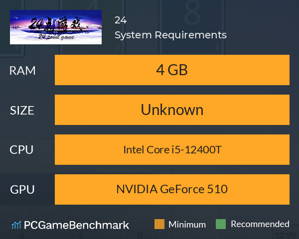 24点游戏 System Requirements PC Graph - Can I Run 24点游戏 24点游戏 System Requirements PC Graph - Can I Run 24点游戏