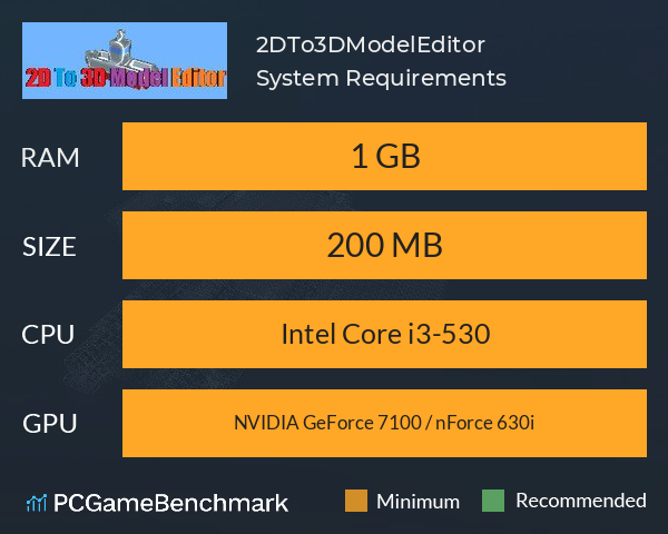 2DTo3DModelEditor System Requirements PC Graph - Can I Run 2DTo3DModelEditor