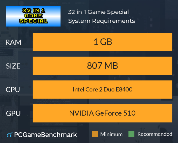 32 in 1 Game Special System Requirements PC Graph - Can I Run 32 in 1 Game Special