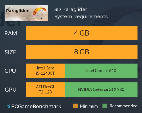 3D Paraglider System Requirements PC Graph - Can I Run 3D Paraglider