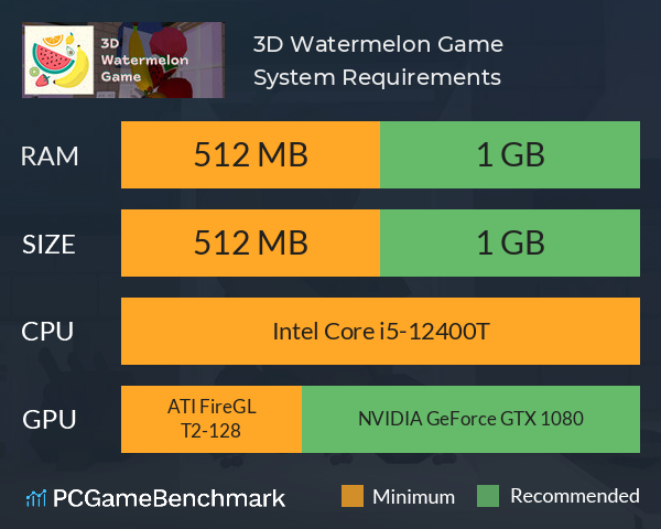 3D Watermelon Game System Requirements PC Graph - Can I Run 3D Watermelon Game 3D Watermelon Game System Requirements PC Graph - Can I Run 3D Watermelon Game