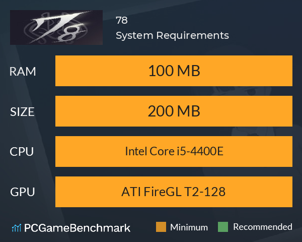 78 System Requirements PC Graph - Can I Run 78