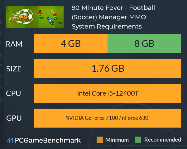 90 Minute Fever - Football (Soccer) Manager MMO System Requirements PC Graph - Can I Run 90 Minute Fever - Football (Soccer) Manager MMO 90 Minute Fever - Football (Soccer) Manager MMO System Requirements PC Graph - Can I Run 90 Minute Fever - Football (Soccer) Manager MMO