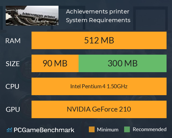 Achievements printer System Requirements PC Graph - Can I Run Achievements printer