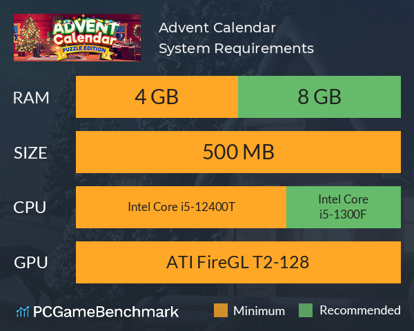 Advent Calendar System Requirements PC Graph - Can I Run Advent Calendar