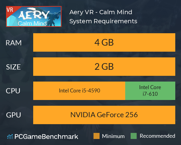 Aery VR - Calm Mind System Requirements PC Graph - Can I Run Aery VR - Calm Mind Aery VR - Calm Mind System Requirements PC Graph - Can I Run Aery VR - Calm Mind