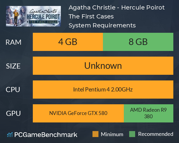 Agatha Christie - Hercule Poirot: The First Cases System Requirements PC Graph - Can I Run Agatha Christie - Hercule Poirot: The First Cases