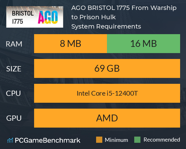 AGO BRISTOL 1775: From Warship to Prison Hulk System Requirements PC Graph - Can I Run AGO BRISTOL 1775: From Warship to Prison Hulk