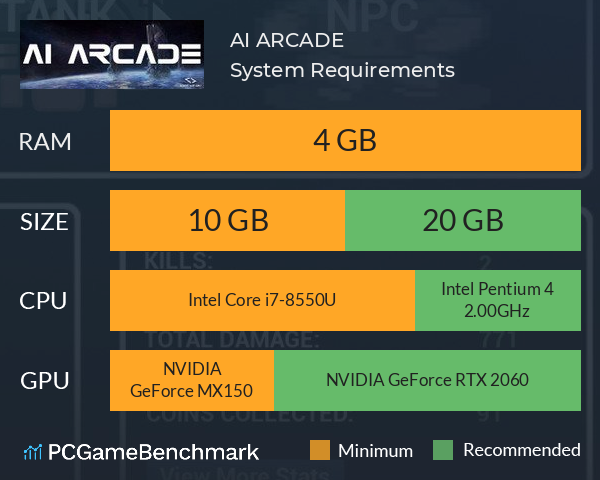 AI ARCADE System Requirements PC Graph - Can I Run AI ARCADE