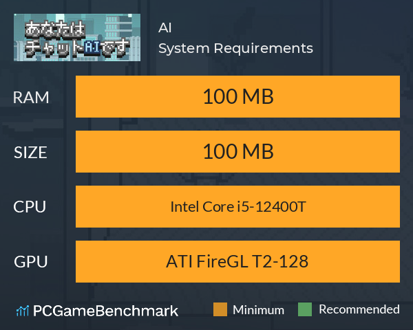 あなたはチャットAIです System Requirements PC Graph - Can I Run あなたはチャットAIです あなたはチャットAIです System Requirements PC Graph - Can I Run あなたはチャットAIです