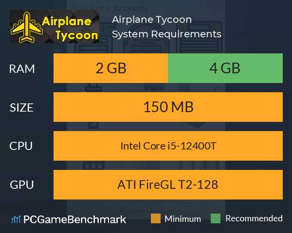 Airplane Tycoon System Requirements PC Graph - Can I Run Airplane Tycoon Airplane Tycoon System Requirements PC Graph - Can I Run Airplane Tycoon