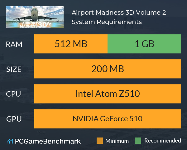 Airport Madness 3D: Volume 2 System Requirements PC Graph - Can I Run Airport Madness 3D: Volume 2