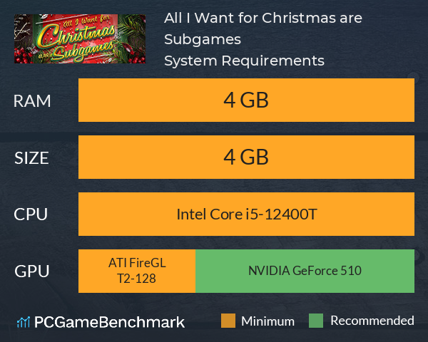 All I Want for Christmas are Subgames System Requirements PC Graph - Can I Run All I Want for Christmas are Subgames All I Want for Christmas are Subgames System Requirements PC Graph - Can I Run All I Want for Christmas are Subgames