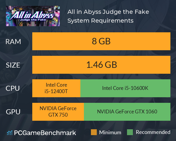 All in Abyss: Judge the Fake System Requirements PC Graph - Can I Run All in Abyss: Judge the Fake All in Abyss: Judge the Fake System Requirements PC Graph - Can I Run All in Abyss: Judge the Fake
