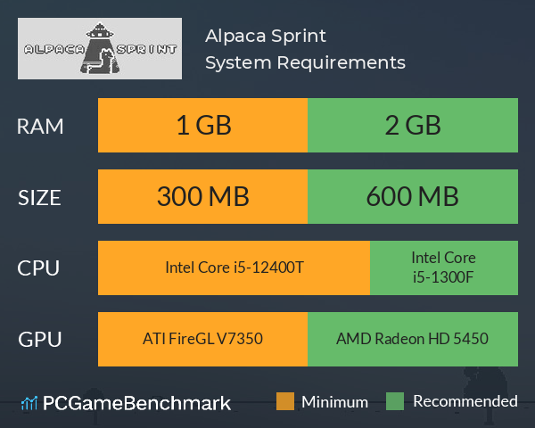 Alpaca Sprint System Requirements PC Graph - Can I Run Alpaca Sprint