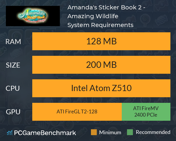 Amanda's Sticker Book 2 - Amazing Wildlife System Requirements PC Graph - Can I Run Amanda's Sticker Book 2 - Amazing Wildlife Amanda's Sticker Book 2 - Amazing Wildlife System Requirements PC Graph - Can I Run Amanda's Sticker Book 2 - Amazing Wildlife