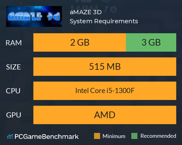aMAZE 3D System Requirements PC Graph - Can I Run aMAZE 3D aMAZE 3D System Requirements PC Graph - Can I Run aMAZE 3D