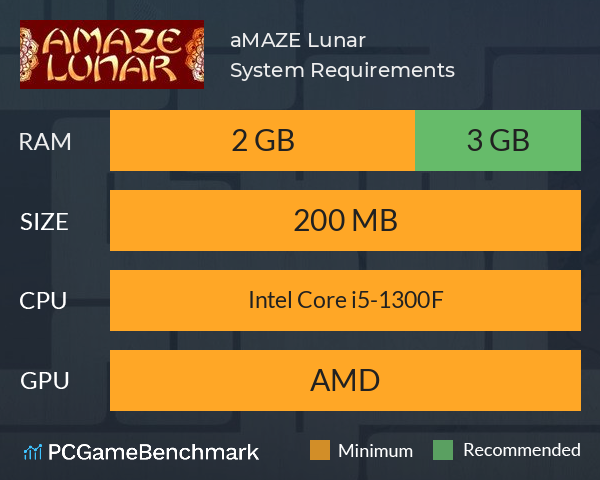 aMAZE Lunar System Requirements PC Graph - Can I Run aMAZE Lunar aMAZE Lunar System Requirements PC Graph - Can I Run aMAZE Lunar
