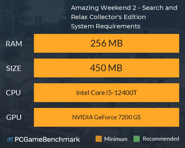 Amazing Weekend 2 - Search and Relax Collector's Edition System Requirements PC Graph - Can I Run Amazing Weekend 2 - Search and Relax Collector's Edition Amazing Weekend 2 - Search and Relax Collector's Edition System Requirements PC Graph - Can I Run Amazing Weekend 2 - Search and Relax Collector's Edition