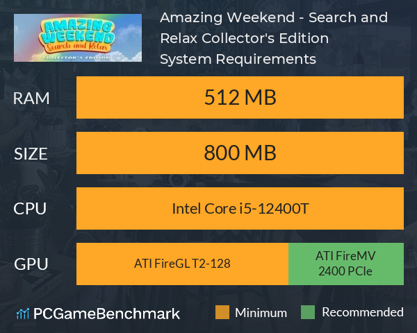 Amazing Weekend - Search and Relax Collector's Edition System Requirements PC Graph - Can I Run Amazing Weekend - Search and Relax Collector's Edition Amazing Weekend - Search and Relax Collector's Edition System Requirements PC Graph - Can I Run Amazing Weekend - Search and Relax Collector's Edition