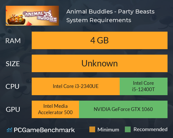 Animal Buddies - Party Beasts System Requirements PC Graph - Can I Run Animal Buddies - Party Beasts