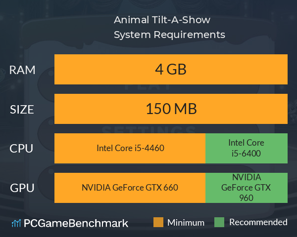 Animal Tilt-A-Show System Requirements PC Graph - Can I Run Animal Tilt-A-Show Animal Tilt-A-Show System Requirements PC Graph - Can I Run Animal Tilt-A-Show