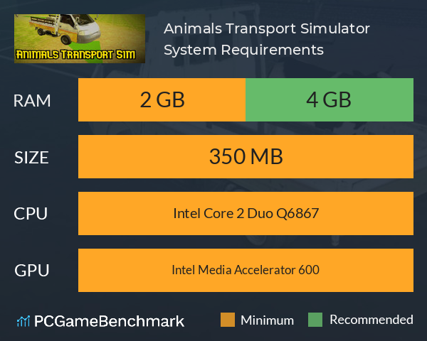 Animals Transport Simulator System Requirements PC Graph - Can I Run Animals Transport Simulator Animals Transport Simulator System Requirements PC Graph - Can I Run Animals Transport Simulator