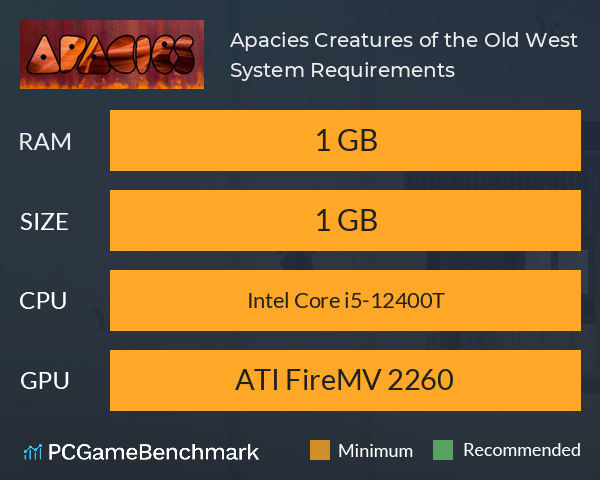 Apacies: Creatures of the Old West System Requirements PC Graph - Can I Run Apacies: Creatures of the Old West Apacies: Creatures of the Old West System Requirements PC Graph - Can I Run Apacies: Creatures of the Old West