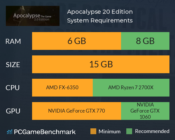 Apocalypse: 2.0 Edition System Requirements PC Graph - Can I Run Apocalypse: 2.0 Edition Apocalypse: 2.0 Edition System Requirements PC Graph - Can I Run Apocalypse: 2.0 Edition