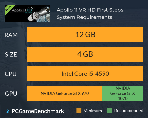 Apollo 11 VR HD: First Steps System Requirements PC Graph - Can I Run Apollo 11 VR HD: First Steps