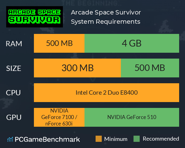 Arcade Space Survivor System Requirements PC Graph - Can I Run Arcade Space Survivor Arcade Space Survivor System Requirements PC Graph - Can I Run Arcade Space Survivor
