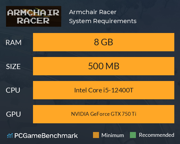 Armchair Racer System Requirements PC Graph - Can I Run Armchair Racer