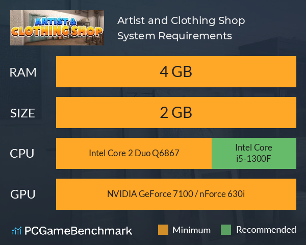 Artist and Clothing Shop System Requirements PC Graph - Can I Run Artist and Clothing Shop Artist and Clothing Shop System Requirements PC Graph - Can I Run Artist and Clothing Shop