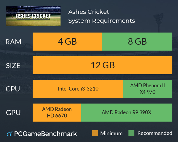 Ashes Cricket System Requirements PC Graph - Can I Run Ashes Cricket