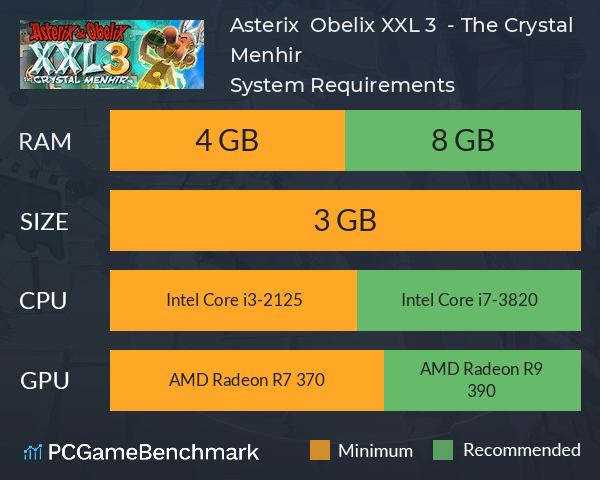 Asterix & Obelix XXL 3  - The Crystal Menhir System Requirements PC Graph - Can I Run Asterix & Obelix XXL 3  - The Crystal Menhir