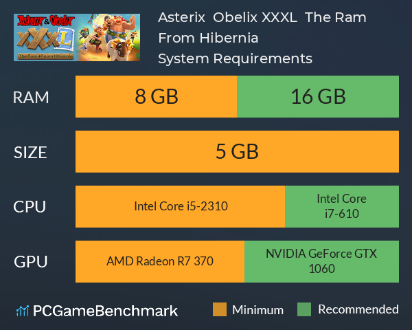 Asterix & Obelix XXXL : The Ram From Hibernia System Requirements PC Graph - Can I Run Asterix & Obelix XXXL : The Ram From Hibernia