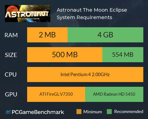 Astronaut: The Moon Eclipse System Requirements PC Graph - Can I Run Astronaut: The Moon Eclipse Astronaut: The Moon Eclipse System Requirements PC Graph - Can I Run Astronaut: The Moon Eclipse