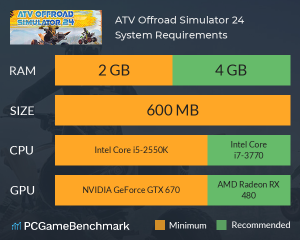 ATV Offroad Simulator 24 System Requirements PC Graph - Can I Run ATV Offroad Simulator 24 ATV Offroad Simulator 24 System Requirements PC Graph - Can I Run ATV Offroad Simulator 24