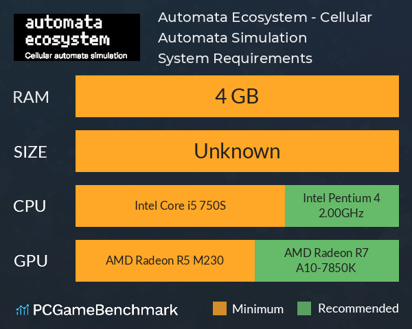 Automata Ecosystem - Cellular Automata Simulation System Requirements PC Graph - Can I Run Automata Ecosystem - Cellular Automata Simulation