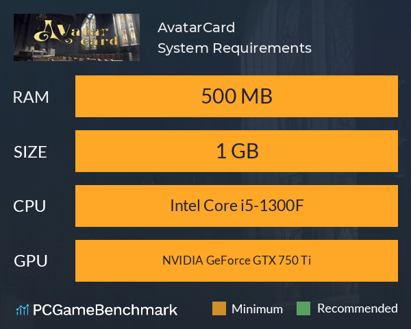 AvatarCard System Requirements PC Graph - Can I Run AvatarCard AvatarCard System Requirements PC Graph - Can I Run AvatarCard