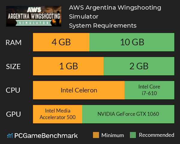 AWS Argentina Wingshooting Simulator System Requirements PC Graph - Can I Run AWS Argentina Wingshooting Simulator AWS Argentina Wingshooting Simulator System Requirements PC Graph - Can I Run AWS Argentina Wingshooting Simulator