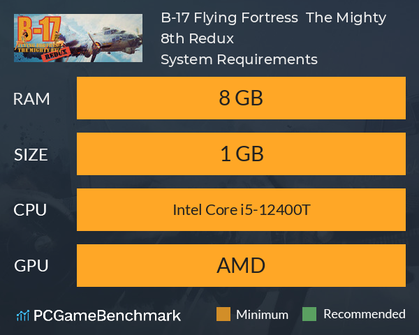 B-17 Flying Fortress : The Mighty 8th Redux System Requirements PC Graph - Can I Run B-17 Flying Fortress : The Mighty 8th Redux