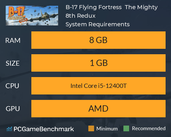 B-17 Flying Fortress : The Mighty 8th Redux System Requirements PC Graph - Can I Run B-17 Flying Fortress : The Mighty 8th Redux