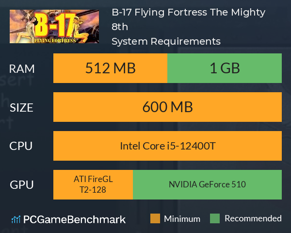 B-17 Flying Fortress: The Mighty 8th System Requirements PC Graph - Can I Run B-17 Flying Fortress: The Mighty 8th