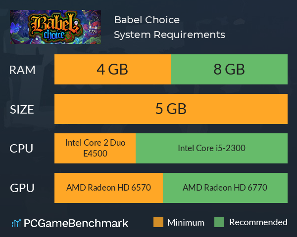 Babel: Choice System Requirements PC Graph - Can I Run Babel: Choice