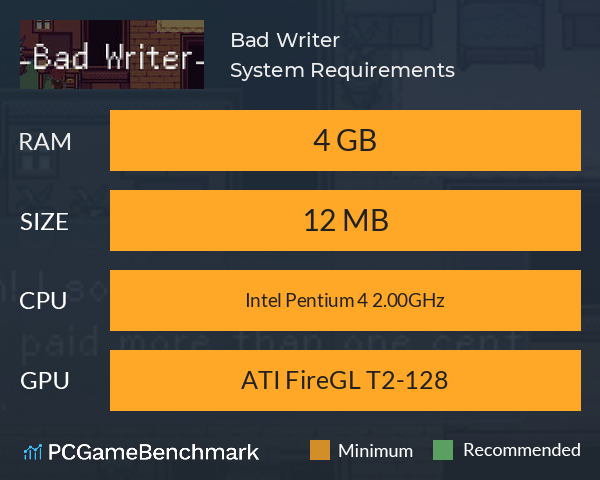 Bad Writer System Requirements PC Graph - Can I Run Bad Writer Bad Writer System Requirements PC Graph - Can I Run Bad Writer