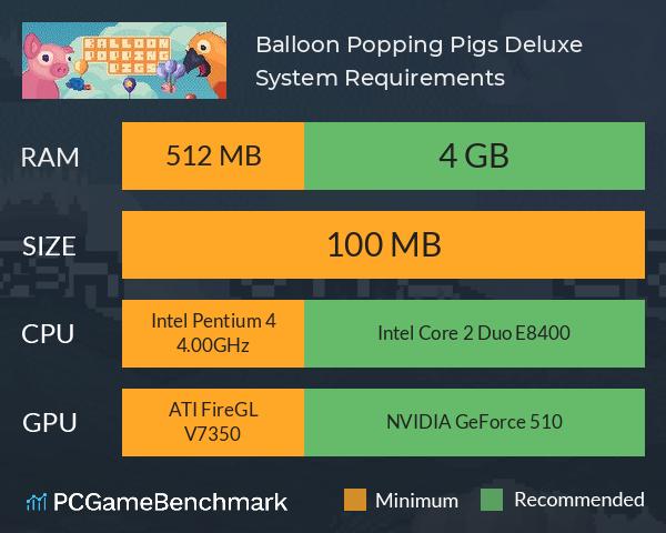 Balloon Popping Pigs: Deluxe System Requirements PC Graph - Can I Run Balloon Popping Pigs: Deluxe